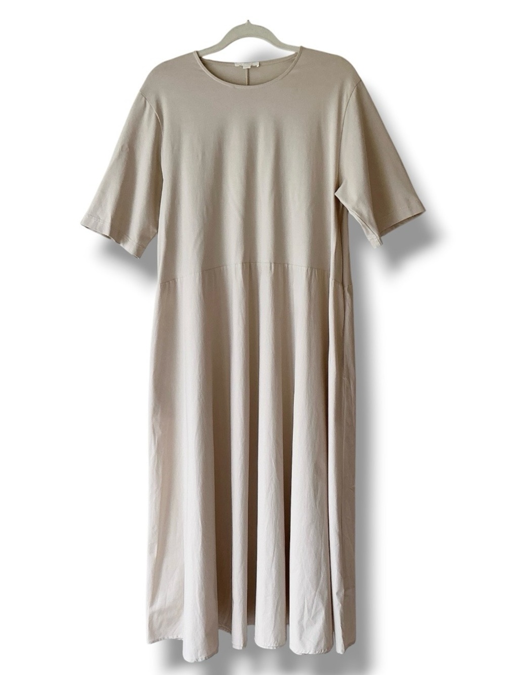 COS Oversized  Mixed Media A-Line Tan Cotton Maxi Dress Size S